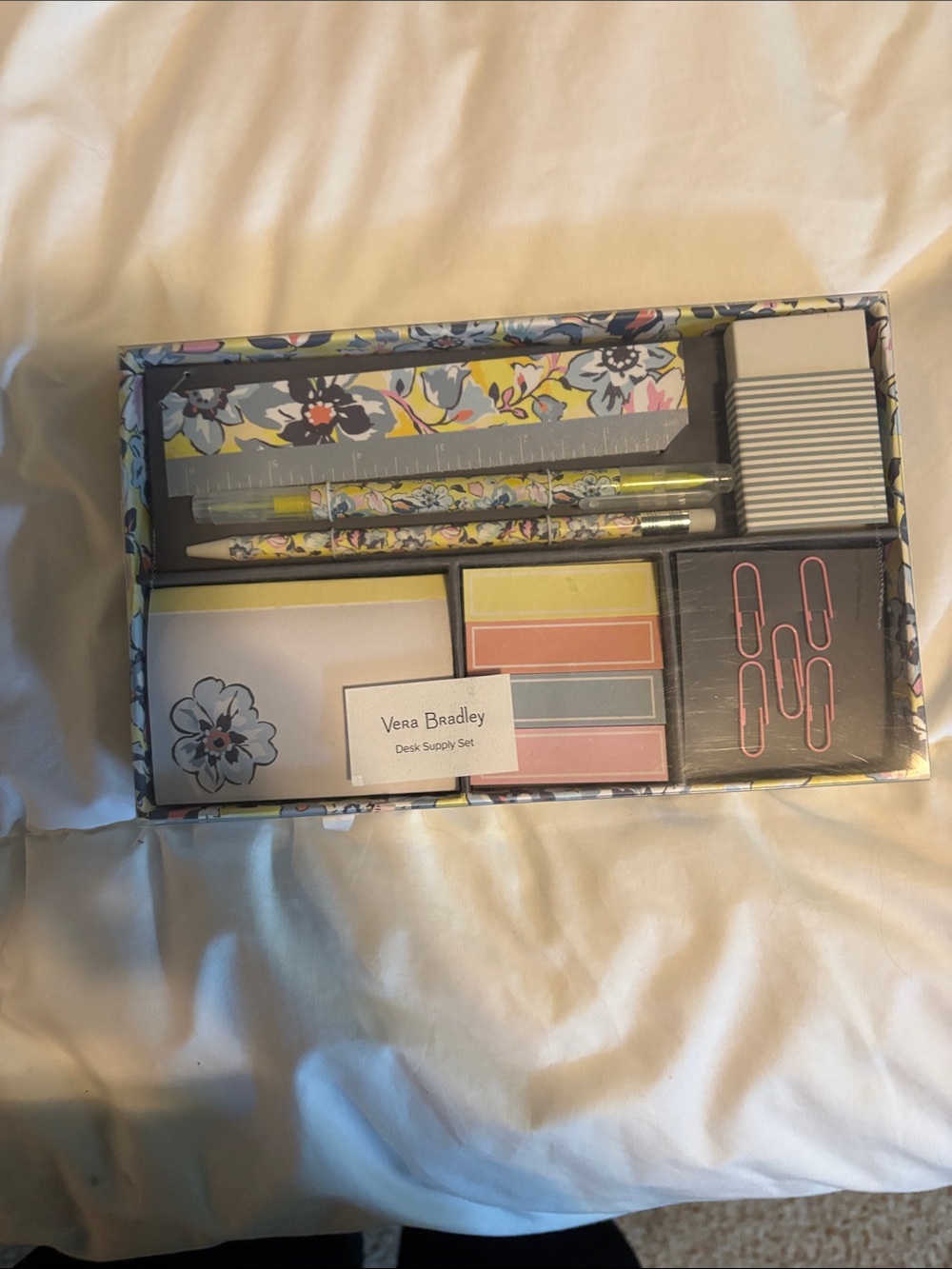 Vera Bradley Floral Desk Set in Yellow, Pink & Blue